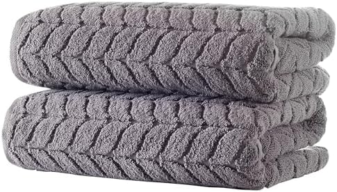 BAGNO MILANO Turkish Cotton Bath Towels, Hand Towels - Soft Plush Jacquard Collection - Highly Absorbent Towel Set (Grey, 2 pcs Bath Towel Set)