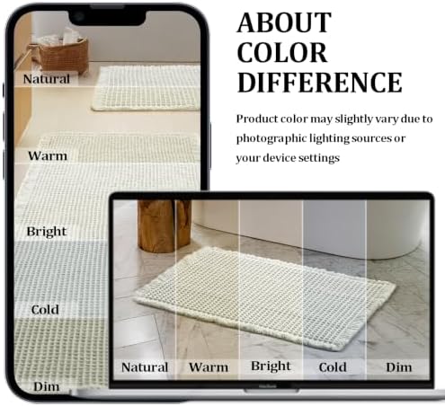 JIUZHEN Set of 2 Waffle Bathroom Rugs Non Slip Bath Mats 16"x24"+24"x48"