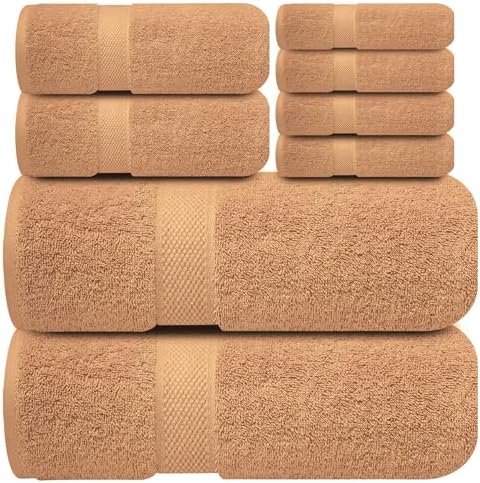 Infinitee Xclusives 100% Cotton Bath Towel Set – 8 Piece Bathroom Towel Set
