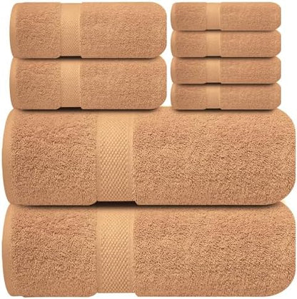 Infinitee Xclusives 100% Cotton Bath Towel Set – 8 Piece Bathroom Towel Set