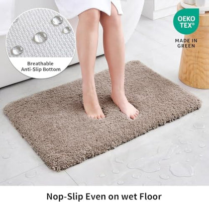 Disolla Taupe Grey Bathroom Rug 24x36 - Non-Slip Plush Thick Bath Mat, Highly Absorbent & Ultra Soft Fluffy Floor Mat, Machine Washable for Shower and Tub