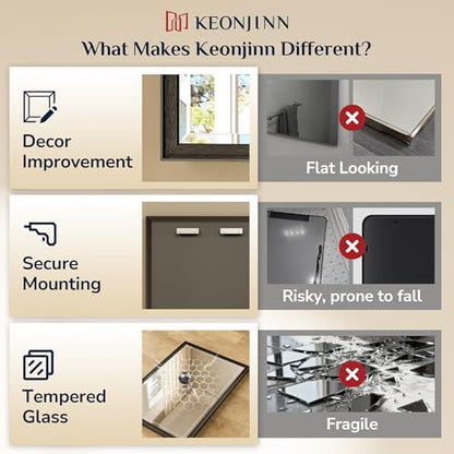 Keonjinn Black Framed Bathroom Mirrors for Over Sink 40" x 30", Aluminum