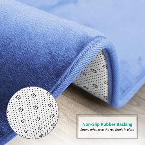 Clara Clark Bathroom Rugs, Velvet Memory Foam Bath Mat, Non-Slip, Machine Washable Bath Rugs - Dries Quickly, Ultra Soft Plush Bath Mats for Bathroom, 17 x 24, Calm Blue