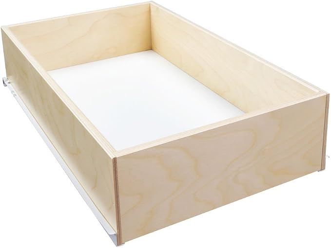 Sliding Pull-Out Shelf For Cabinets (Pantry Drawers, Kitchen Cupboards, Bathroom Storage, etc.) 4 7/8" Tall - 21 3/4" Deep - Includes 3/4 Slides & Base Mounting - Clear Opening Width: (15")