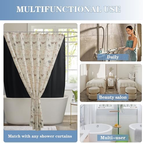 Nasitos Fabric Shower Curtain Liners with Magnets 2 Pcs 36X72 Inch Black