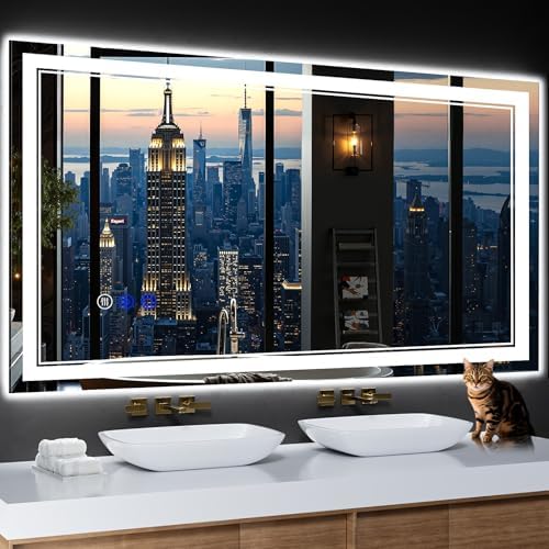 55"x30" LED Bathroom Mirror with Lights,Anti-Fog,3 Color Modes