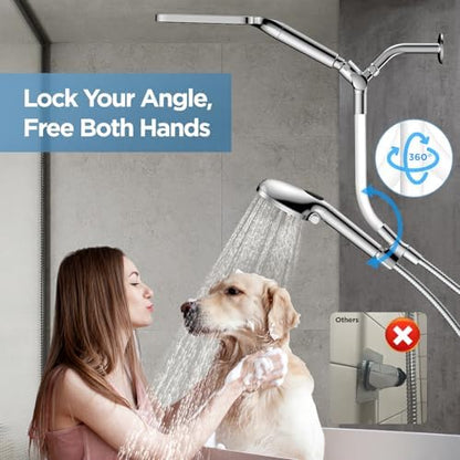 MakeFit Dual Filtered Rain Shower Head Combo, High Pressure Handheld Shower Head with Adjustable Bar - Rainfall Shower Head And Showerhead with Filter for Hard Water - Removes Chlorine