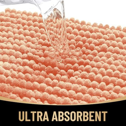 OLANLY Thick Chenille Bathroom Rugs 36x24, Soft Absorbent Bath Mat, Peach
