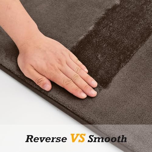 HUXMEYSON Bathroom Rugs Sets 2 Piece, Non-Slip & Quick Dry Bath Mat Set, Ultra Soft Velvet Bath Rugs for Bathroom, Toilet and Shower Floor, Brown