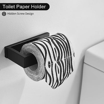 Black Towel Bar Set, 4-Pieces Bathroom Hardware Set Modern Bathroom Towel Holder Set SUS304 Stainless Steel Wall Mounted Towel Rack Set,23.6 Inch