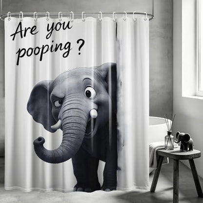 Extra Tall Shower Curtain XL are You Pooping Elephant, 70 x 78 Inchs
