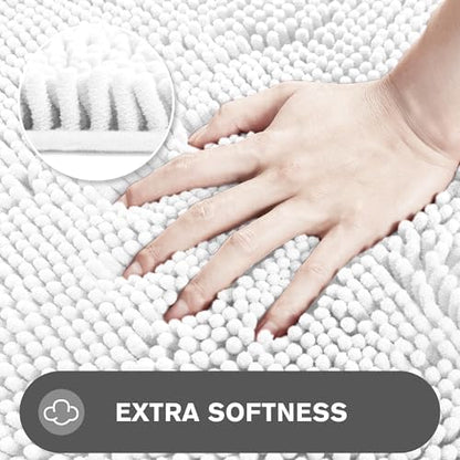 Bathroom Rugs 40 x 60 Inch – Extra Large Bath Mat | Absorbent and Washable Thick Chenille Bath Rugs Non-Slip Runner Rug for Bathroom, Shower, Tub(White)