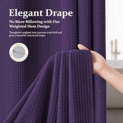 Dynamene Stall Waffle Shower Curtain 256 GSM Heavy Fabric 60x72 Purple