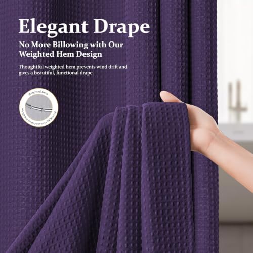 Dynamene Extra Wide Waffle Shower Curtain 256 GSM Fabric 108x72 Purple