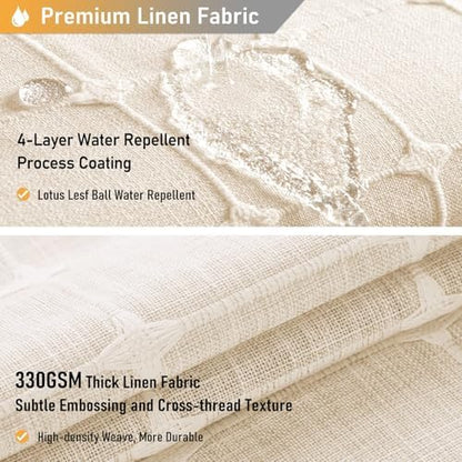 BTTN 72x80 Boho Farmhouse Linen Heavy Duty Shower Curtain Set, Cream/Beige