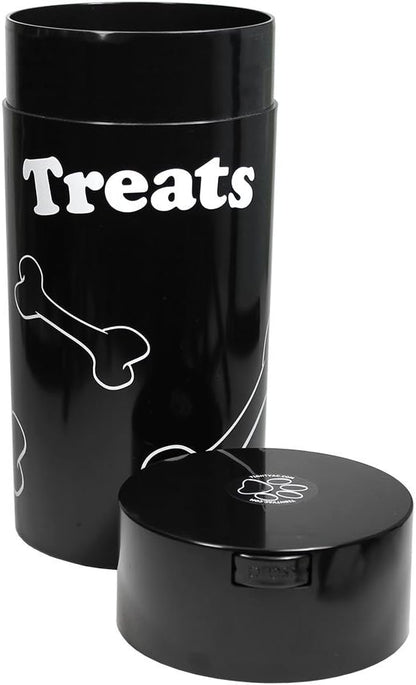 Tightpac Pawvac 5 to 24 Ounces Container, Airtight Pet Food and Treats Storage Jar - Patented Vacuum Seal Container for Pet Food, Treats and other Dry Goods - Black with Treats
