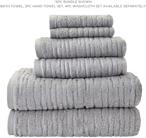 SKL Home CloudSoft Bath Towel, 100% Cotton Luxury, Gray