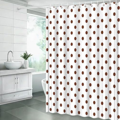 Polka Dot Shower Curtain Brown White Dots Vintage Retro Fabric Decorative Bathroom Curtains with Hooks,70" Wx84 H