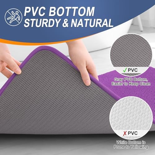 OLANLY Thick Memory Foam Bathroom Rugs 30x20, Absorbent Bath Mat, Purple