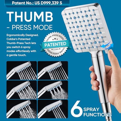Cobbe Filtered Shower Head with Handheld, High Pressure 6 Spray Mode Showerhead with Filters, Water Softener Filters Beads for Hard Water - Remove Chlorine - Reduces Dry Itchy Skin, Chrome