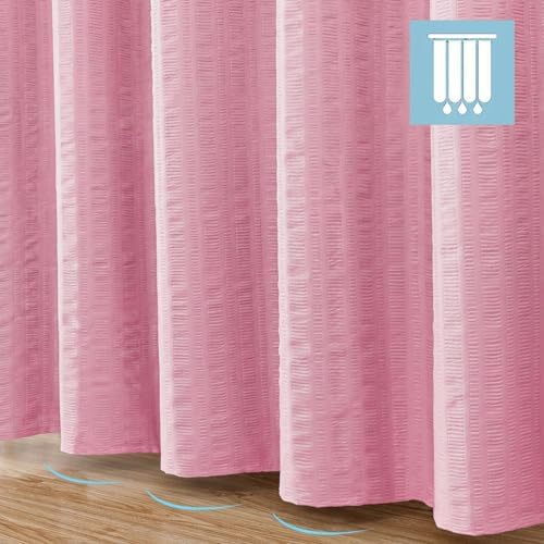 Aiyufeng Moga Extra Long Bright Pink Shower Curtain 96 Inch Long, Embossed Texture Fabric Bathroom Shower Curtain, Large Hotel Bath Curtain with 12 Holes, 72Wx96H, Hot Pink