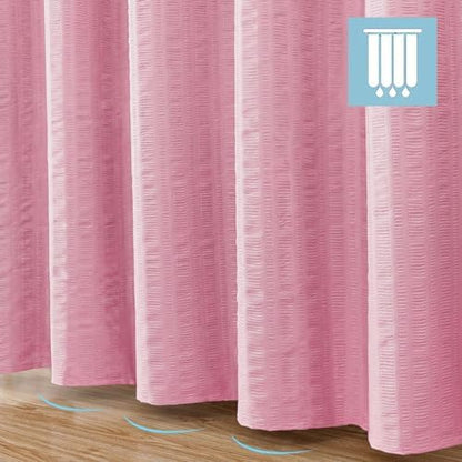 Aiyufeng Moga Extra Long Bright Pink Shower Curtain 96 Inch Long, Embossed Texture Fabric Bathroom Shower Curtain, Large Hotel Bath Curtain with 12 Holes, 72Wx96H, Hot Pink