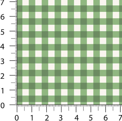 Patchwork Fabric Panel 100x155 cm, 100% Cotton Satin, 6 Coordinated Botanical & Gingham Patterns, Green Nature Quilting & Sewing Fabric (Fresh Herbs, 6pcs 50x50cm)