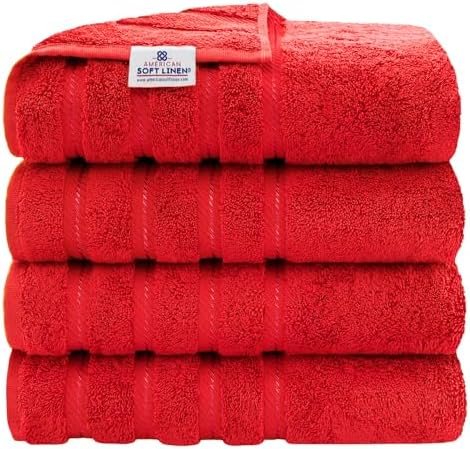 American Soft Linen 100% Cotton Luxury Turkish Towels, 4 PC Bath Towel Set