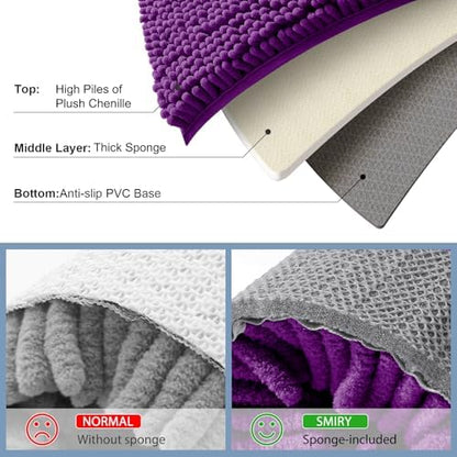 Smiry Bathroom Rugs 30X20, Luxury Chenille Extra Soft Absorbent Bath Mat