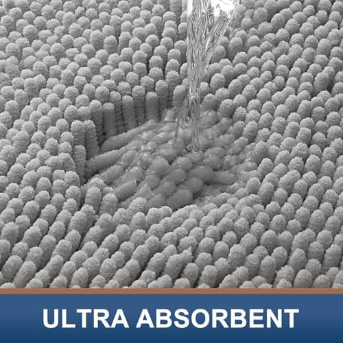 Smiry Bathroom Rugs 47X17, Luxury Chenille Extra Soft Absorbent Bath Mat