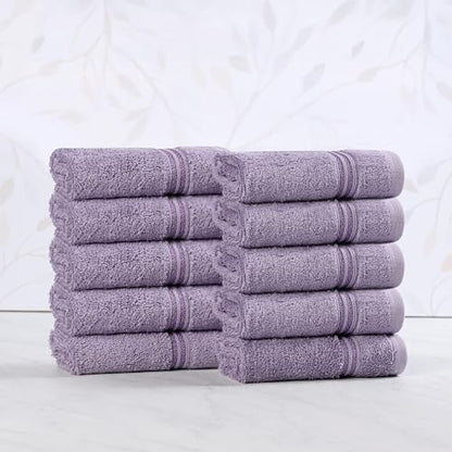 Superior Egyptian Cotton 10-Piece Face Towel Set , Small Towels For Facial, Spa, Quick Dry, Absorbent Towels, Bathroom Accessories, Guest Bath, Home Essentials, Washcloth, Airbnb, Royal Purple