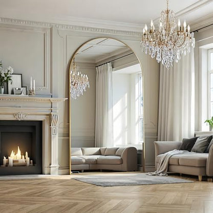 Dewfig Arched Full Length Mirror, 81"x41" Large Floor Mirror, Gold