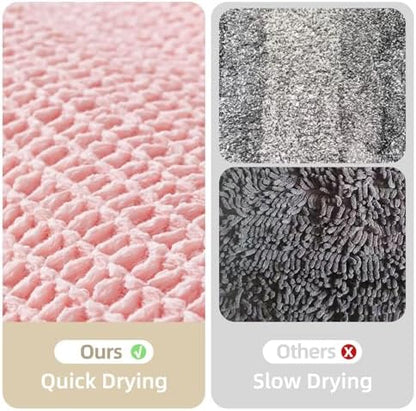 TYUU Waffle Bath Mat, Cute Bathroom Rugs Non Slip, 48x24 Light Peachy Pink