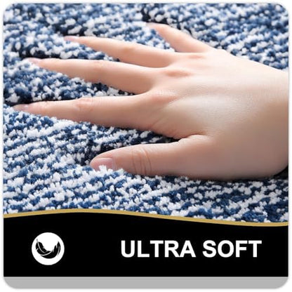 OLANLY Large Bathroom Rugs 40x32, Soft Absorbent Microfiber Bath Rugs, Navy