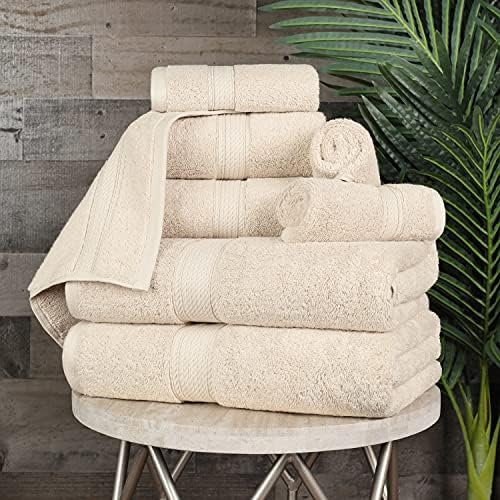 SUPERIOR Egyptian Cotton Ultra Plush & Absorbent, 8 Piece Set, Cream