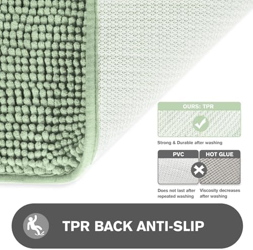 Bathroom Runner Rug 24 x 60 Inch – Extra Large Long Bath Mat | Absorbent and Washable Thick Chenille Bath Rug Non-Slip Runner Rug for Bathroom, Shower, Sink(Sea Foam)