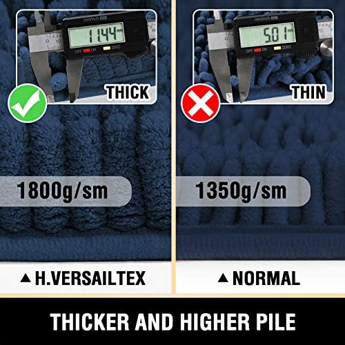 H.VERSAILTEX Bathroom Rugs Bath Mat Bath Rugs Bath Mats for Bathroom Non Slip Extra Thick Buncy Soft Chenille Bath Rug Fulffy Shag, Indoor Rug Carpet for Entry Living Room (Navy, 20" x 32")