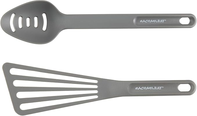 Rachael Ray Cucina Nonstick Cookware, Sea Salt Gray Pots and Pans Set, 12-Piece