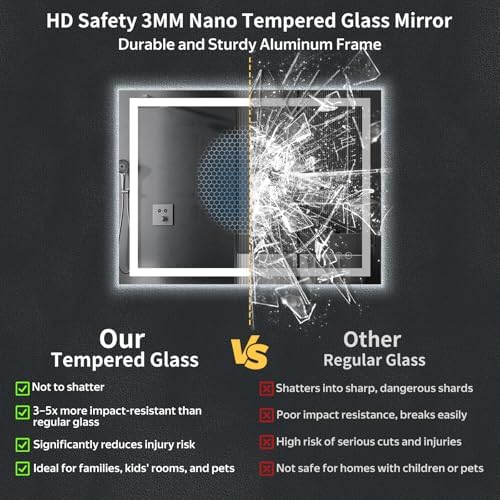 48"x36" LED Bathroom Mirror with Lights, Backlit+Frontlit, Anti-Fog