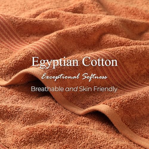 SUPERIOR Egyptian Cotton Bath Sheet Set, Oversized Towels for Home Bathroom, Master, Guest Bath, Decor Essentials, Quick Dry, Absorbent, Large Body Towel, Spa, Hotel, Resort, Set of 2, Caramel Brown