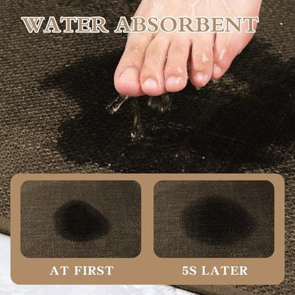 chakme Bathroom Rugs Mat 24x17, Ultra Thin Non Slip Bath Mat Small Quick Dry Absorbent Bath Mat for Bathroom Floor, (Brown, 24"x17")