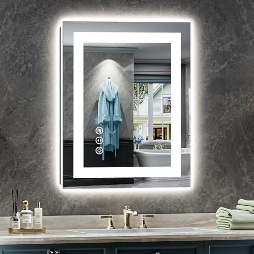 Briivue 20x28 Inch LED Bathroom Mirror with Lights, Backlit & Front Lit