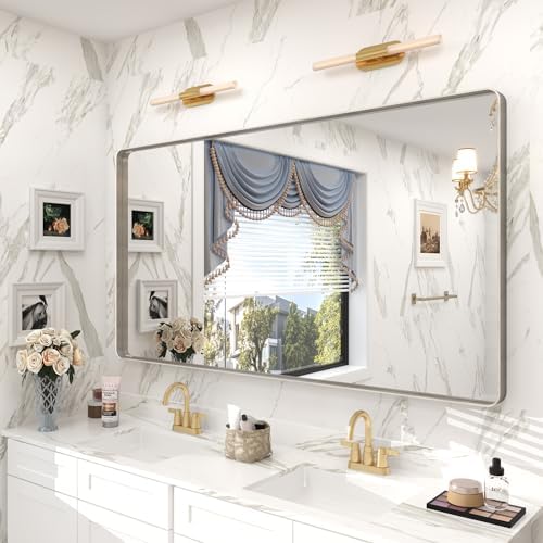 55x30 Inch Silver Bathroom Mirror for Wall