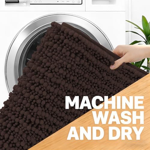 OLANLY Bathroom Runner Rugs 47x20, Thick Soft Absorbent Chenille Bath Rugs