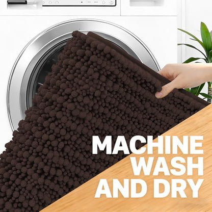 OLANLY Bathroom Runner Rugs 47x20, Thick Soft Absorbent Chenille Bath Rugs