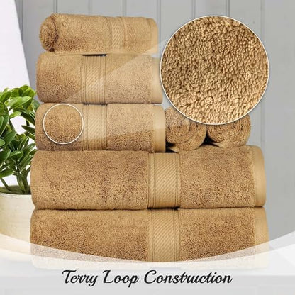 Superior Egyptian Cotton Ultra Plush & Absorbent, 10 Piece Set, Toast