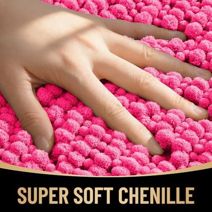 OLANLY Thick Chenille Absorbent Bathroom Rugs Mat 36x24, Hot Pink