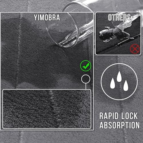 Yimobra Memory Foam Toilet Bath Mat U-Shaped, 24 X 20 Inches,Soft and Comfortable, Super Water Absorption, Non-Slip, Machine Wash and Easier to Dry for Bathroom Commode Contour Rug, Dark Gray