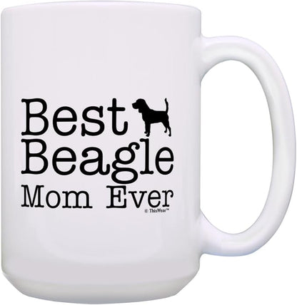 ThisWear Beagle Dog Mom Gifts Best Beagle Mom Ever Dog Mother Gifts 15oz Ceramic Coffee Mug with Handle