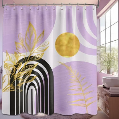 Light Purple Extra Long Shower Curtain, Tall 72X84 in, Mid Century